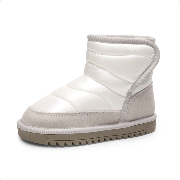 Kids Faux Fur Ankle Snow Boots - IVORY-GREY -  0